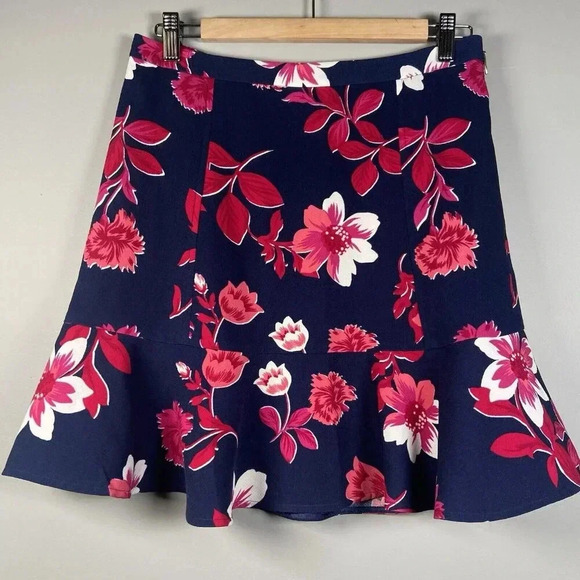Draper James Darlington Floral Skirt Size 6 Navy‎ Blue Pink Tropical Resort - Picture 5 of 10